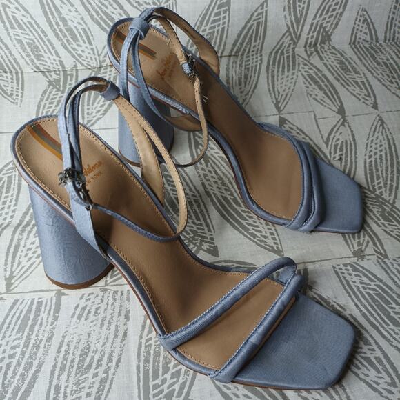 Sam Edelman Kia Heels Strappy Sandals Blue Strappy Round Heels - Picture 12 of 12